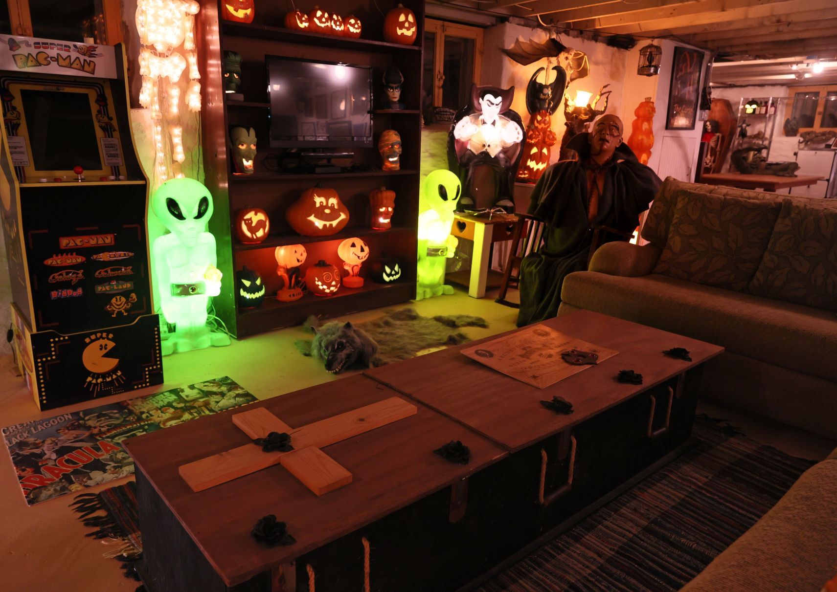 Halloween enthusiast keeps permanent themed display